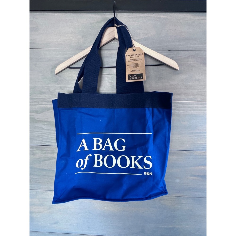 Barnes & Noble A Bag of Books Tote, 100%‎ Cotton Blue Canvas NWT